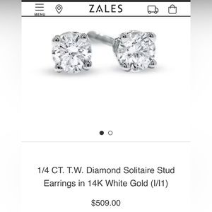 1/4 carat Diamond Solitaire Stud Earrings in 14K White Gold from Zales
